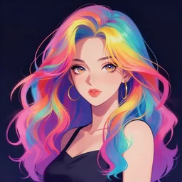 beautiful girl, anime, colorful hair, stylized, digital art, artstation, trending on artstation
