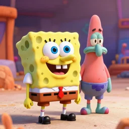 A badass photo of spongebob, patrick, squidward in marvel movie, infared photography, 8K, film render, extremely detailed, rendered in Octane, award winning photography
