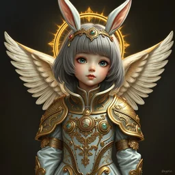 usagi bunny rabbit, lain iwakura, rei ayanami plug suit, female anime character, 3 d render beeple, realistic detailed painting of a 1 6 - year old girl who resembles millie bobby brown, as an angel with a golden halo wearing intricate, detailed art nouveau armor and silk, by alphonse mucha, ayami kojima amano, charlie bowater, karol bak