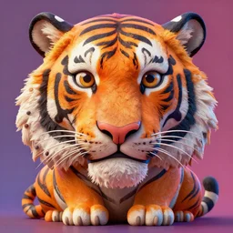 colourful caricature - 3 d vfx art - of a tiger, art style by james jean & hsiao - ron cheng, character concept art, unreal engine render, digital illustration, sharp, intricate detail, volumetric light, ray tracing, soft light, claymation style, symmetric, acrylic on canvas, pinterest, artstation, behance,