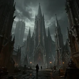 grimdark gothic city, unreal engine, 8 k, ultra realistic, ultra detail
