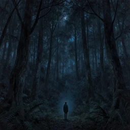 the dark forest at night, art by donato giancola and greg rutkowski