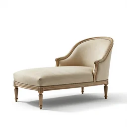 victorian chaise lounge, stylized 3d render, isolated on a pure white background, centered, entire object in frame, sharp focus, soft studio lighting