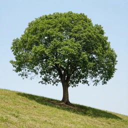 photorealistic picture of a tree in a hill
