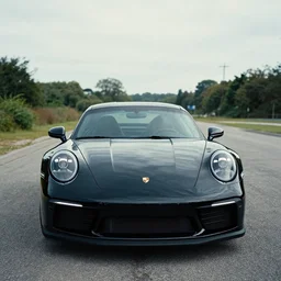 a black 2 0 2 1 porsche 9 1 1 gt 3 in the style of david lynch, photo 4 k