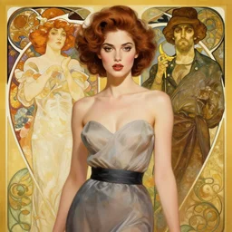 modern woman | hyperrealistic | digital painting | trending on artstation | pinup portrait | clean | illustration | dressed | Unreal Engine 5 | 8k resolution | by Greg Rutkowski Alphonse Mucha Gustav Klimt and Mel Ramos