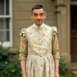 mr.bean dressed in a flower dress, photo, 1899