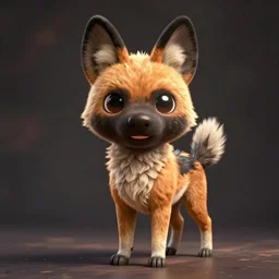 kawaii african wild dog as an animal crossing character