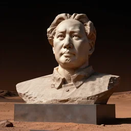a photo of mao zedong's sculpture on mars a made of resin, dramatic lighting
