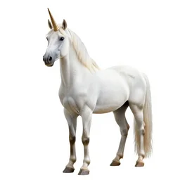 noble unicorn, photorealistic portrait photography, full body, standing, isolated on a pure white background, centered, whole figure in frame, sharp focus, studio lighting
