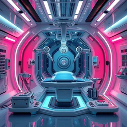 hyperdetailed concept art, highly integrated futuristic automated surgical unit, single glass chamber medical bed, robot arms, meka robotics, ultimate robotic cnc surgical hybrid mri 3 d printer machine, in cyberpunk hospital lab, scifi, highly detailed, vibrant, digital painting, artstation, hdr, rtx, octane render, by artgerm and alphonse mucha