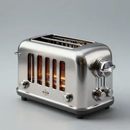 promotional photograph of an atompunk toaster (1955), retrofuture