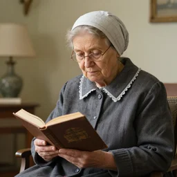 a babushka reading a book, portrait, by wlop