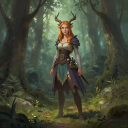 alraune in a forest, dnd matte painting 4 k,