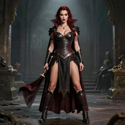full body photograph of davina mccall as a sexy vampire warrior, Extremely detailed. 8k