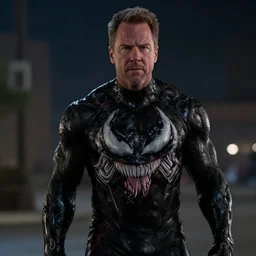 still of Bryan Cranston as Carlton Drake, Riot symbiote from Venom (2018), night time, 4k