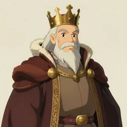 portrait of a medieval old king, artstation, cartoon, elegant, highly detailed, digital painting, clean outstanding art by ghibli!, makoto shinkai!, bluth!, fujita goro!, giraud! 8 k