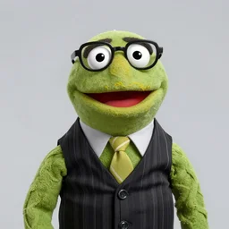 studio portrait still of muppet!!!!! pam beesly from the office wearing his glasses!!!! as a muppet muppet as a muppet, 8 k, studio lighting, key light,