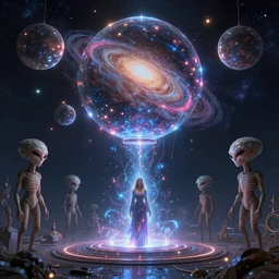 simulation theory, dream, machine, futurism, galaxy orbs, thoughts in the void, sparks, eternity, holy place, universe, magical, mysterious, coordinates, perfect woman, ancient aliens, energy generator, highly detailed, artstation, glow, art by vladimir motsar and ismail inceoglu and nicholas cort and paul pepera