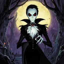 comic book art in the style of Tim Burton