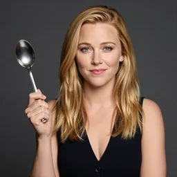 an award winning photo of reese witherspoon holding a spoon, spoons, portrait photography, studio lighting, highly detailed, extremely realistic