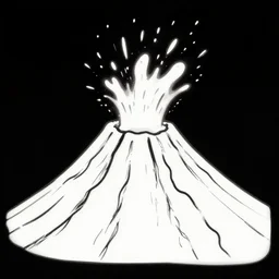 erupting volcano graphic design, line art, artstation, lowbrow