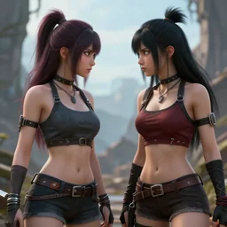 girl rivals belligerent tension glare skimpy outfit, full hd fantasy art