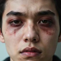 extreme close up of an extremely ugly person's face