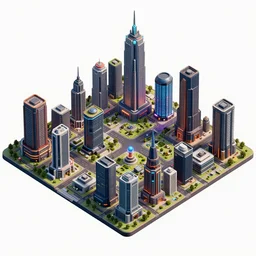 battlemap game asset, building cyberpunk city