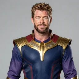 Chris Hemsworth starring as Thanos, Chris Hemsworth in Thanos attire and makeup, trending on artstation, 4k, 8k