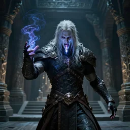 vfx film closeup, legacy of kain soul reaver, raziel, hero pose, devouring magic souls, in epic ancient sacred huge cave temple, flat color profile low - key lighting award winning photography arri alexa cinematography, hyper real photorealistic cinematic beautiful, atmospheric cool colorgrade