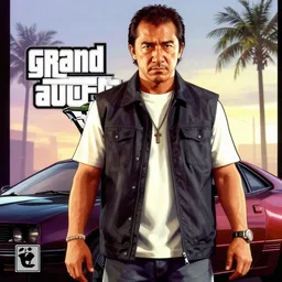 Leslie Cheung in Grand Theft Auto 5 cover art, epic, 4k resolution, extremely detailed, very sharp, artstation, digital art, vibrant,