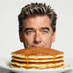 jeff goldblum's face emerging from a pancake