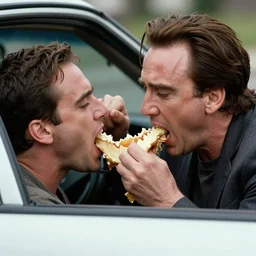 nicolas cage unhinging jaw to eat an entire car, photography 4 k