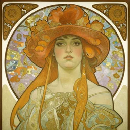 very detailed portrait of khasis lieb in art nouveau painting style bu mucha