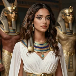zoe kravitz portrait ancient egyptian, white dress, intricate, elegant, highly detailed, digital painting, artstation, concept art, sharp focus, illustration, orientalism, edwin long, theodore ralli, aleksi briclot, rutkowski, bouguereau