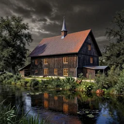 building by caspar david friedrich, darkacademia water reclaimed by nature thermal imaging, archdaily, wallpaper, highly detailed, trending on artstation.