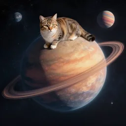 a photo of a cat on a planet