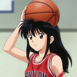 a 2 0 0 8 anime still of an anime girl with a basketball head.