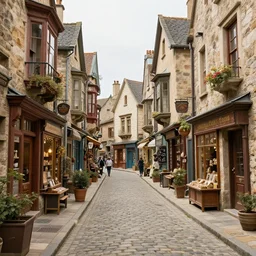 a busy fantasy street within a fascinating old city, quirky shops, narrow streets, old buildings, cobblestone road, stone steps, street life, by Sylvain Sarrailh,  cinematic, stunning composition, beautiful digital painting, oil painting, detailed,  dungeons and dragons, lord of the rings