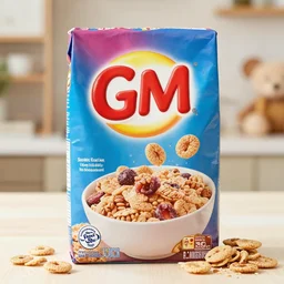 a commercial photo of a cereal brand named gm, - h 6 4 0