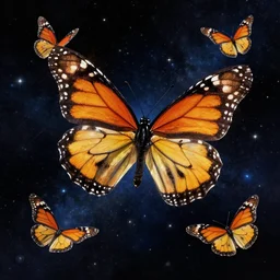 album cover art for monarch butterflies in space by akihiko yoshida