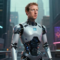 mark zuckerberg as a cyberpunk robot