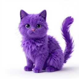 a cat made out of purple feathers
