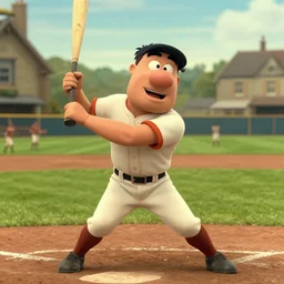 Fred Flintstone playing baseball and winning in a small town, In the movie Lord of the Rings, Closeup