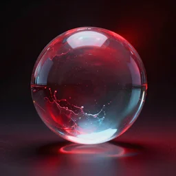 refractive transparent clear glass orb, red spotlight, dark lighting, reflective surface, unreal engine in the style of craola and beeple, splash art, trending on artstation hq, digital art, 4 k, uhd, high quality