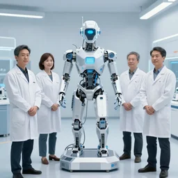 group of scientists announce the world's first super - intelligent machine on live tv, photograph, year 2 0 3 6.