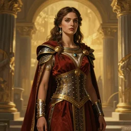 the elder scrolls vi, majestic, gracious regal brunette female jarl, ancient greece, mysterious atmospheric lighting, painted, intricate, volumetric lighting, beautiful, rich deep colours masterpiece, golden hour, golden ratio, sharp focus, ultra detailed, by mark kent, jordan lamarre - wan, igor kieryluk, maxim verehin, miranda meeks