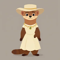 flat 2 d : female marten character : wearing jewlery : wearing a nice dress : wearing hat : head torso legs feet : lorax movie : artstation