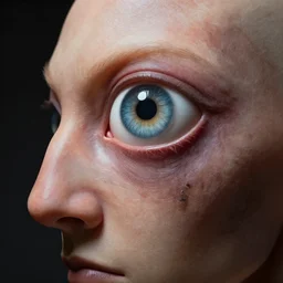 Painted of unbrushed cyclops without nose and with one giant eye. High detail, hyperrealism, horror art, 8k, fantasy art, concept art
